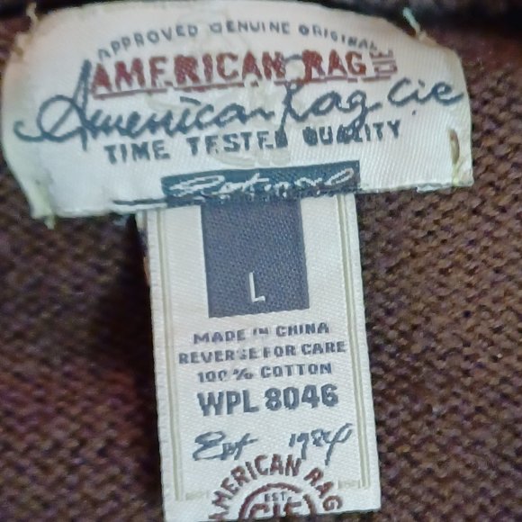 Sweater jacket American Rag, Men's, Brown with zipper -size l- - Picture 3 of 6